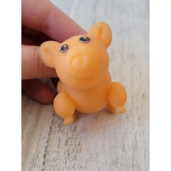 Rubber orange Pig balloon animal toy figure - Picture 2 of 4